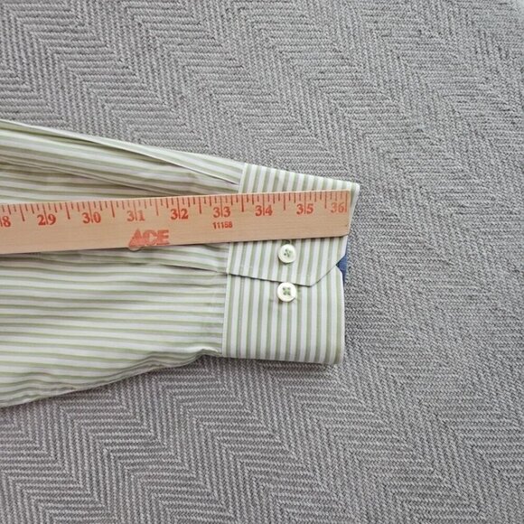 Linea Uomo Shirt Men's 3X Green Stripe Modern Fit Long Sleeve Button Up EUC LN - Picture 10 of 14